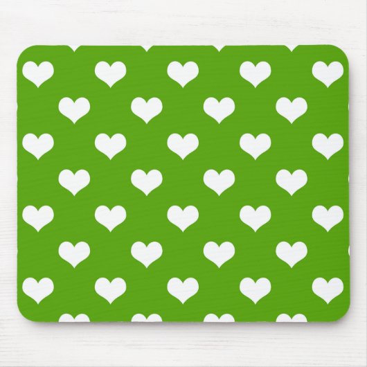 Tapis De Souris Conception de cœurs adorables verts blancs (Devant)