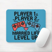 Tapis De Souris Conception de couple de jeu Pixel Level Up (Avec souris)