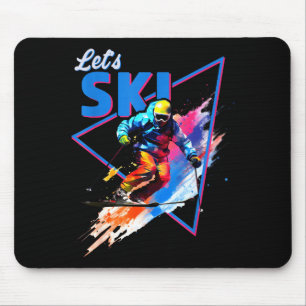 Tapis De Souris Conception de déchiquetage de couleur de ski en po