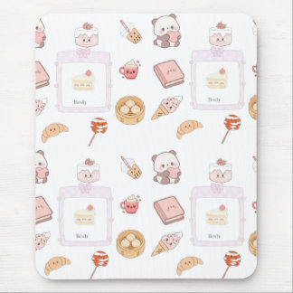 Tapis De Souris Conception de dessert friandises rose mignon