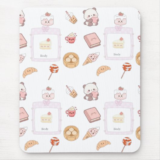 Tapis De Souris Conception de dessert friandises rose mignon (Devant)