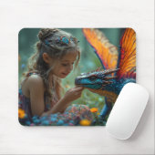 Tapis De Souris Conception de dragon bleu de fée mignonne (Avec souris)