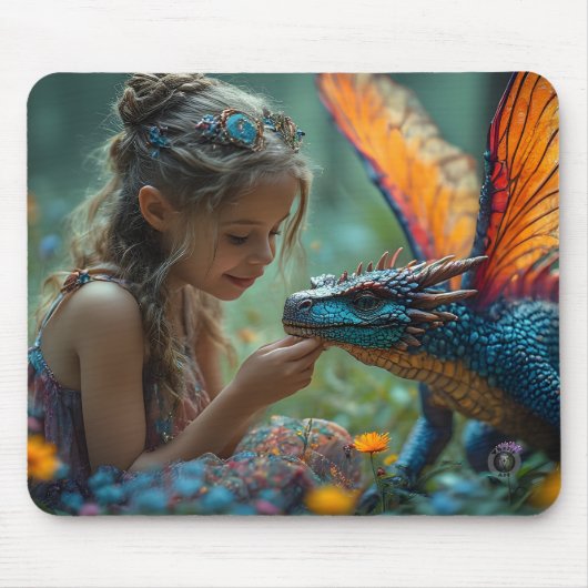 Tapis De Souris Conception de dragon bleu de fée mignonne (Devant)