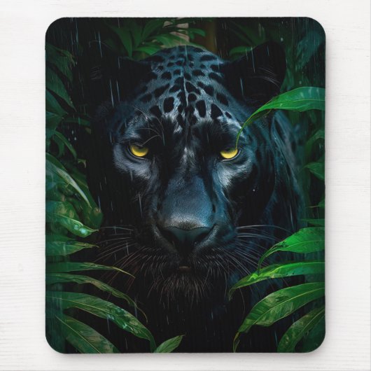 Tapis De Souris Conception de faune de jungle de panthère noire my (Devant)