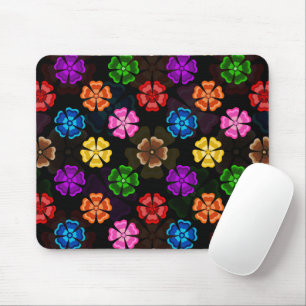 Tapis De Souris Conception de fleurs arc-en-ciel rétro colorées No