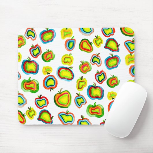 Tapis De Souris Conception de fruit d'aquarelle pomme funky (Avec souris)