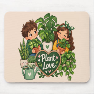 Tapis De Souris Conception de jardinage d'amour de plante mignonne