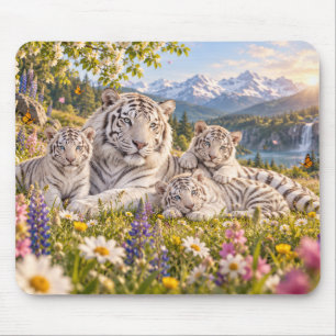 Tapis De Souris Conception de la famille du tigre blanc de Mountai