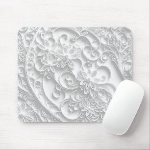 Tapis De Souris Conception de la marguerie en papier argenté