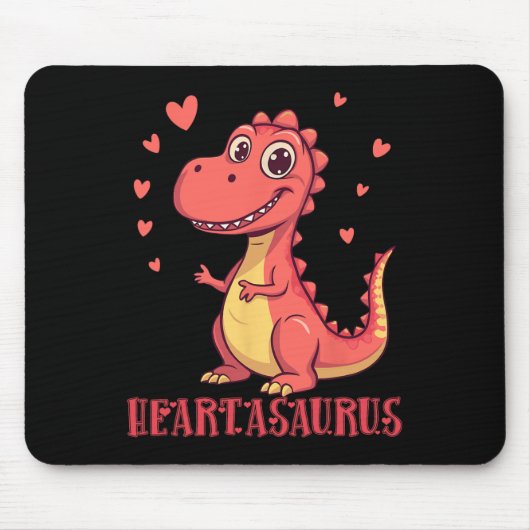 Tapis De Souris Conception de la Saint-Valentin du dinosaure migno (Devant)