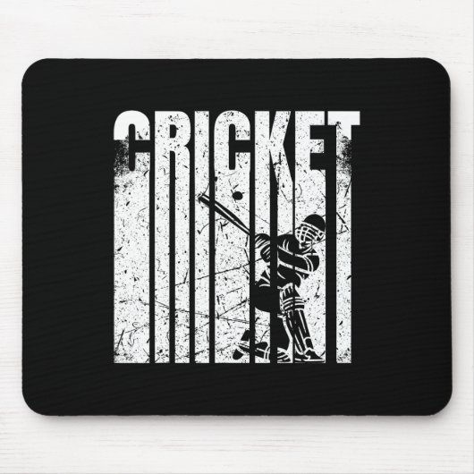 Tapis De Souris Conception de lettre de joueur de cricket rétro (Devant)