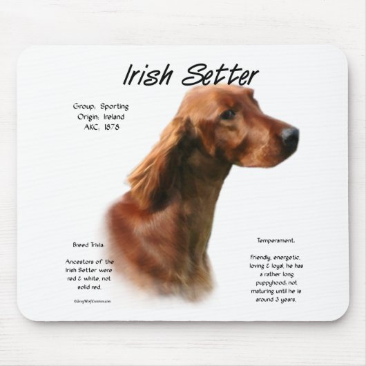Tapis De Souris Conception de l'histoire des Setter irlandais (Devant)