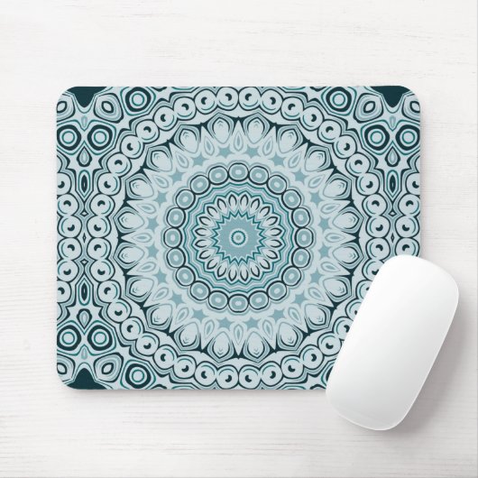 Tapis De Souris Conception de mandala nautique aux nuances de bleu (Avec souris)