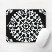 Tapis De Souris Conception de mandala noir et blanc (Avec souris)
