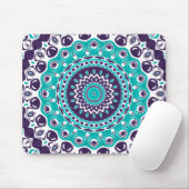 Tapis De Souris Conception de mandala sarcelle et indigo (Avec souris)
