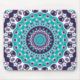 Tapis De Souris Conception de mandala sarcelle et indigo