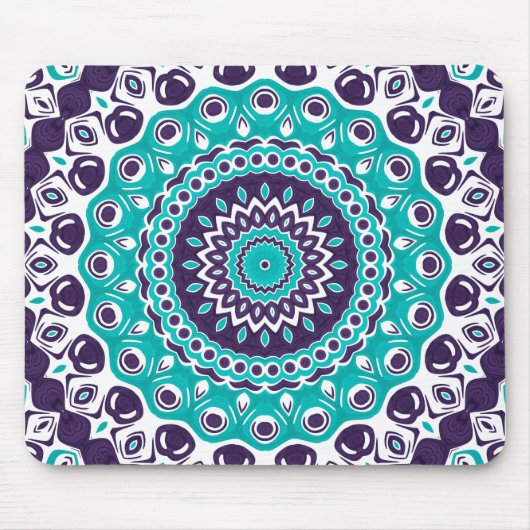 Tapis De Souris Conception de mandala sarcelle et indigo (Devant)