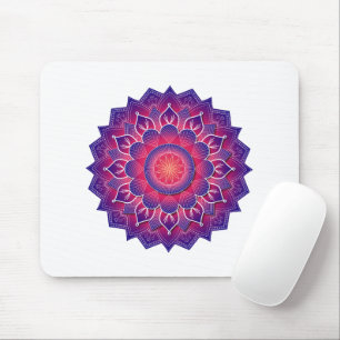 Tapis De Souris Conception de mandala traditionnel bleu violet