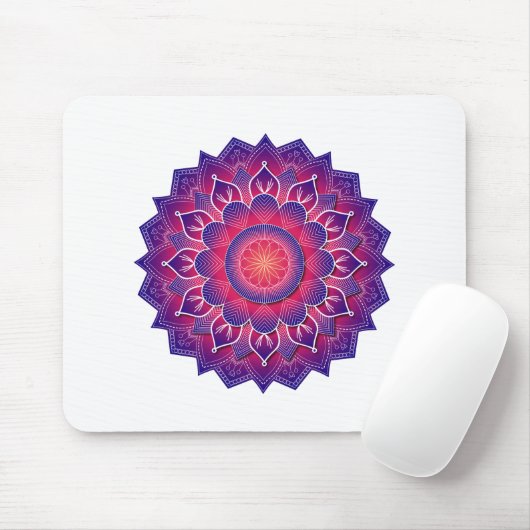 Tapis De Souris Conception de mandala traditionnel bleu violet (Avec souris)