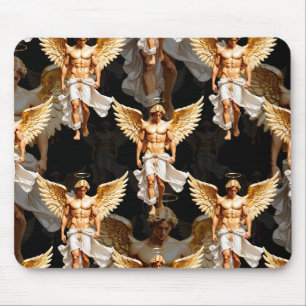 Tapis De Souris Conception de motif d'anges dorés célestes