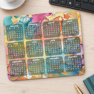 Tapis De Souris Conception de motif d'art marbré coloré Calendrier