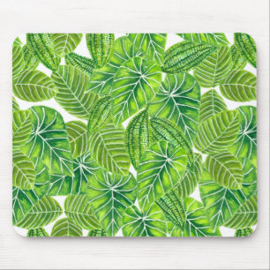 Tapis De Souris Conception de motif de feuilles tropicales à l'aqu