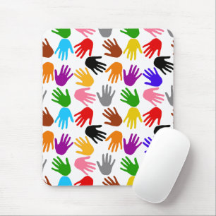 Tapis De Souris Conception de motif d'empreinte de main colorée bl