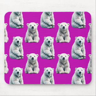 Tapis De Souris Conception de motif d'ours polaire violet