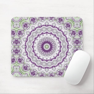 Tapis De Souris Conception de motif mandala violet et vert
