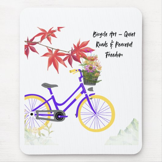 Tapis De Souris Conception de motivation de bicyclette florale (Devant)
