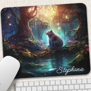 Tapis De Souris Conception de nom de fantaisie d'ours de forêt mys