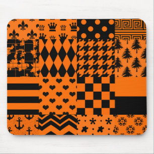 Tapis De Souris Conception de Patchwork Motif mixte orange noir
