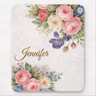 Tapis De Souris Conception de rose florale personnalisée vintage r