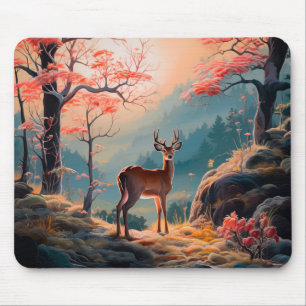 Tapis De Souris Conception de scène forestière enchantée avec des