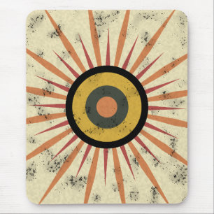 Tapis De Souris Conception de soleil levant rétro boho