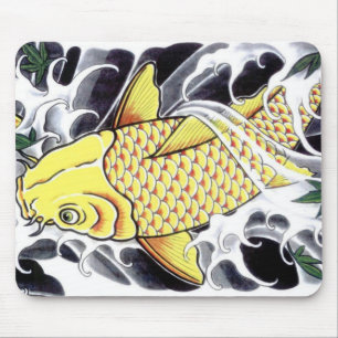 Tapis De Souris Conception de tatouage de carpe koï japonaise