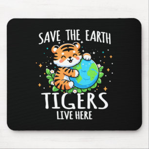 Tapis De Souris Conception de tigre pour sauver la Terre - Jour de