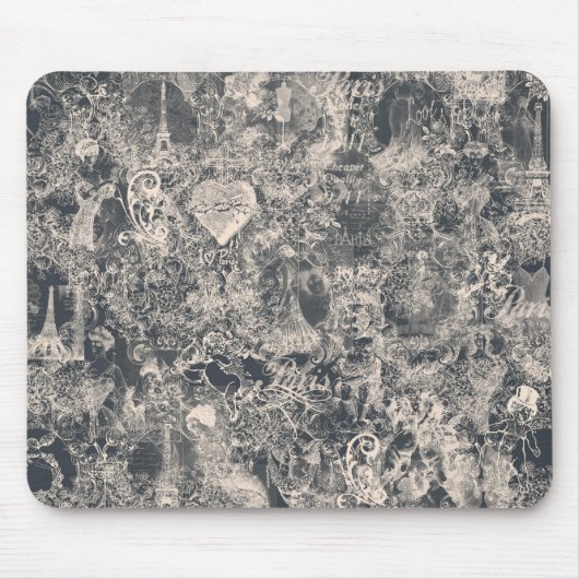 Tapis De Souris Conception de toile de Paris noir élégant (Devant)