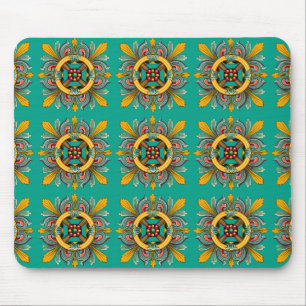 Tapis De Souris Conception de tuiles victoriennes Aqua