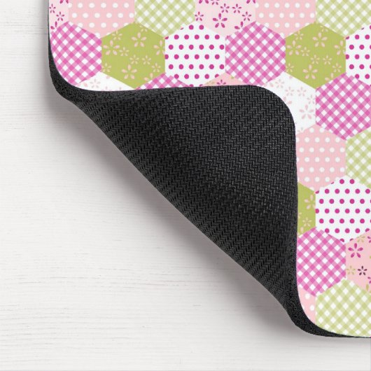 Tapis De Souris Conception d'édredon de patchwork de vert de rose (Coin)
