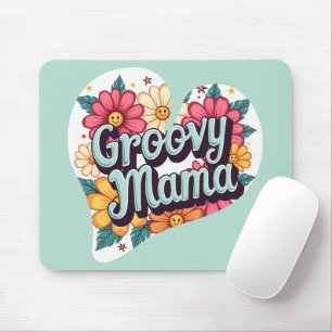 Tapis De Souris Conception d'esthétique rétro florale Groovy Mama