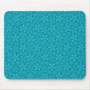 Tapis De Souris Conception florale bleu-vert