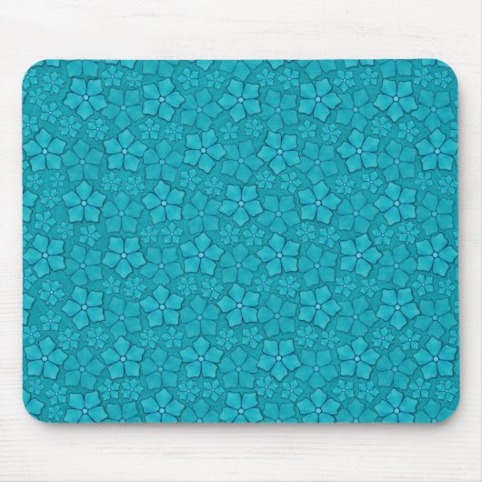 Tapis De Souris Conception florale bleu-vert (Devant)