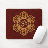 Tapis De Souris Conception florale d'ohm (rouge d'or) (Avec souris)