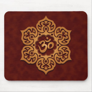 Tapis De Souris Conception florale d'ohm (rouge d'or)