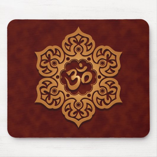 Tapis De Souris Conception florale d'ohm (rouge d'or) (Devant)