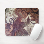 Tapis De Souris Conception florale marron abstraite 1 (Avec souris)