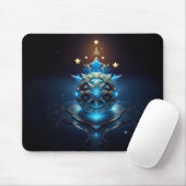 Tapis De Souris Conception fractale bleue et blanche avec des étoi (Avec souris)