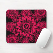 Tapis De Souris Conception fuchsia de flocon de neige de dentelle (Avec souris)