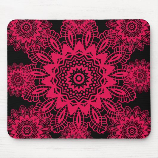 Tapis De Souris Conception fuchsia de flocon de neige de dentelle (Devant)